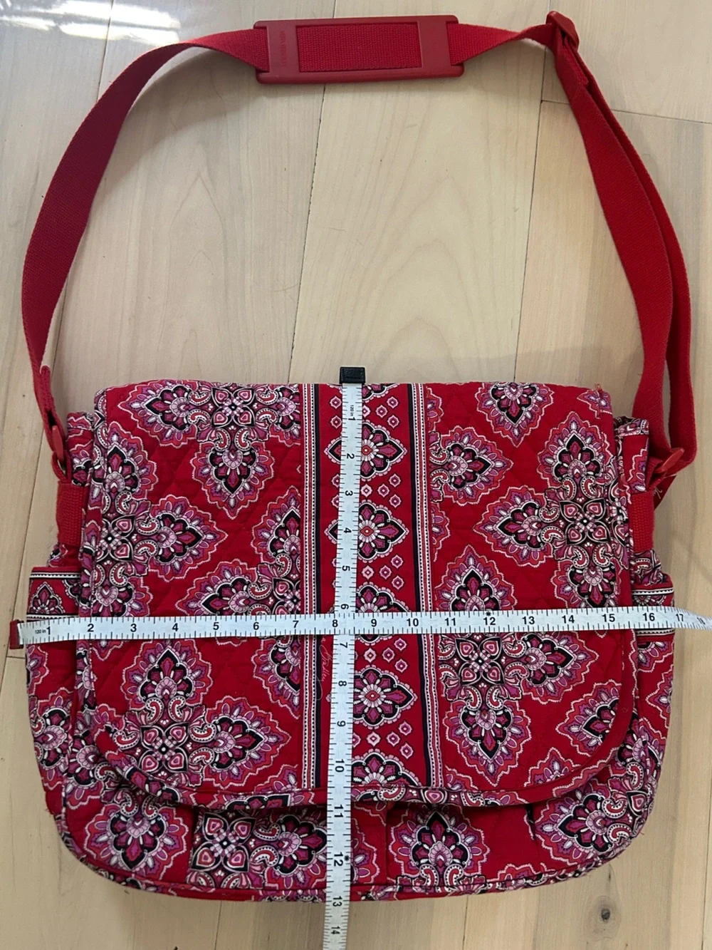 Vera Bradley Scarlet Red Paisley Quilted Crossbody Shoulder Laptop Bag